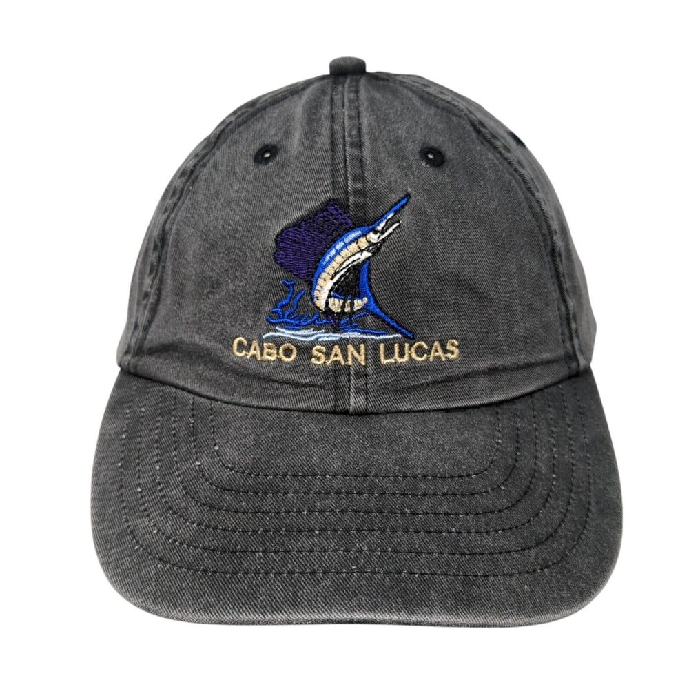 Cabo San Lucas Marlin Fish Strapback Hat Gray One Size Adjustable